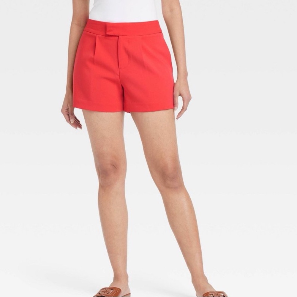 A New Day Red High Rise Tailored Short Midweight Stretch Women 6 NEW